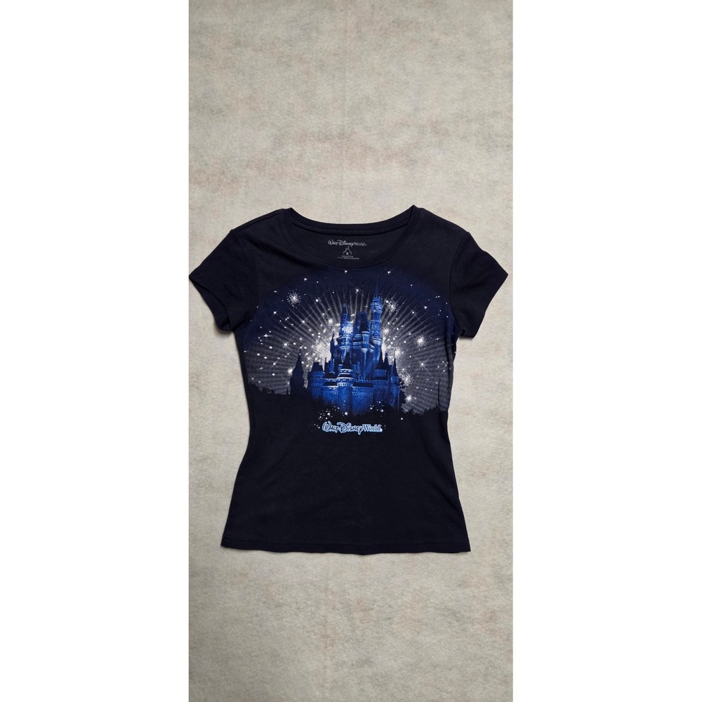 Walt Disney World Cinderella Castle T-Shirt Size M Navy Blue Short Sleeve Tee